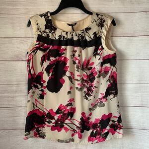 Daisy Fuentes Watercolor Floral Blouse Sleeveless Size Small